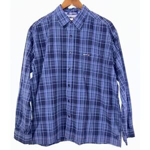 Tommy Hilfiger Jeans Men's Large Blue Plaid Long Sleeve Button Up Shirt
